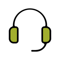 picto logo icones et symbole casque audio ecouteur et micro gras vert