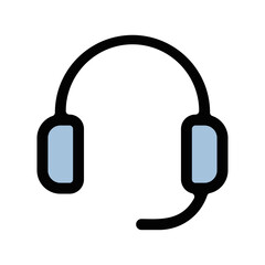 picto logo icones et symbole casque audio ecouteur et micro gras bleu