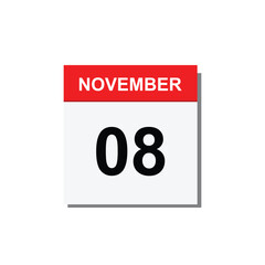 calender icon, 08 november icon with white background