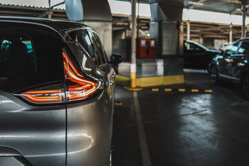 Fototapeta premium Car in the parking lot, background