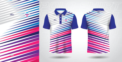 blue purple and pink color polo sport shirt jersey template