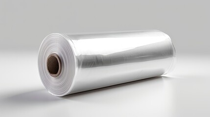 Plastic Wrap Roll. Versatile Thin Film for Food Sealing on White Background