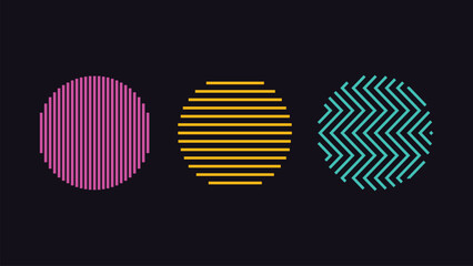 Set of abstract geometric shapes.Circle line icon set, vector illustration. Flat design style.
