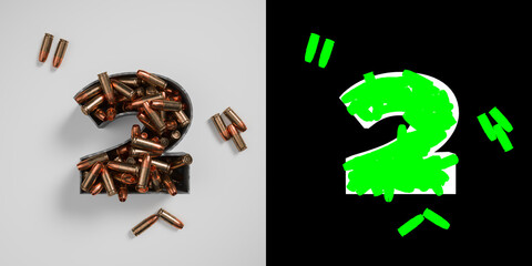 Gun ammo font number 2 with mask - obrazy, fototapety, plakaty