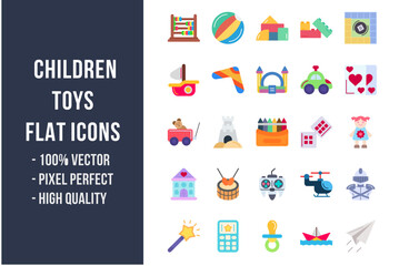 Obraz premium Children Toys Flat Icons
