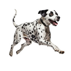 Dalmatian dog running side view isolated on white background