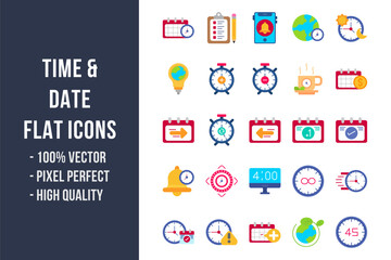 Time and Date Flat Icons