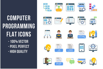Computer Programming Flat Icons