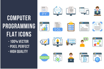 Computer Programming Flat Icons