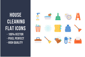 House Cleaning Flat Icons