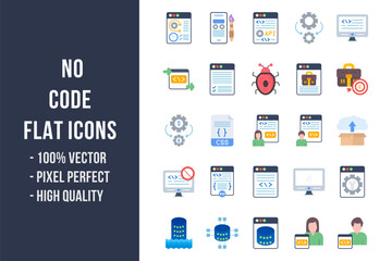 No Code Flat Icons