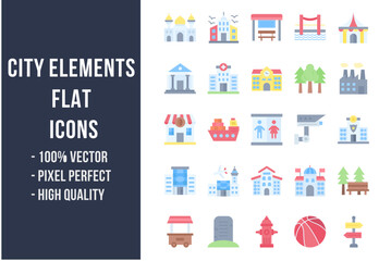 City Elements Flat Icons