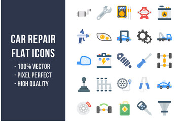 Fototapeta premium Car Repair Flat Icons