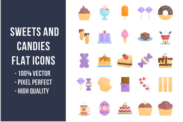 Sweets and Candies Flat Icons