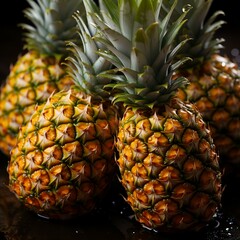 macro shots of the wet pineapples