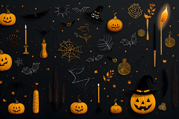 Minimalistic Halloween Icons Pattern: Sleek and Stylish 3:2 Backgrounds - Spooky Elegance