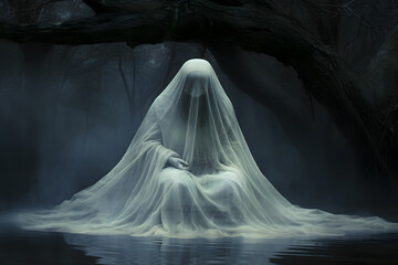 Surreal Halloween Ghosts: Haunting 3:2 Images  - Ethereal Spirits and Dreamlike Magic