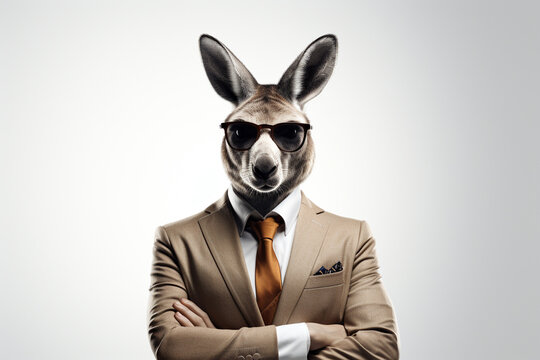 Rabbit Wearing A Suit And Tie As A Businessman On White Background