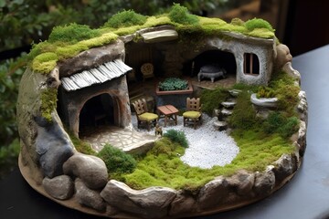 miniature underground house style building
