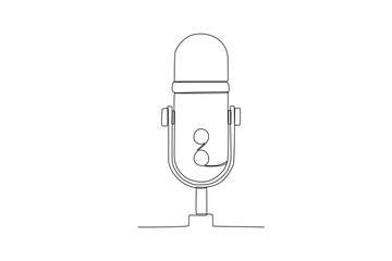 One continuous line drawing of microphone ro record a podcast
