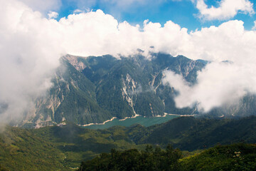 Scenery around Daikanbo Dam,Tateyama Kurobe Alpine Route, which is on the edge of Nagano and Toyama prefectures.