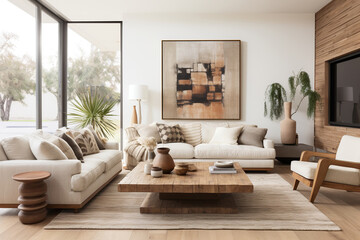 living room in the style of organic modernism