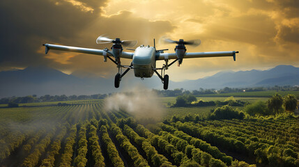 Fototapeta na wymiar Pesticide drones targeting specific field areas