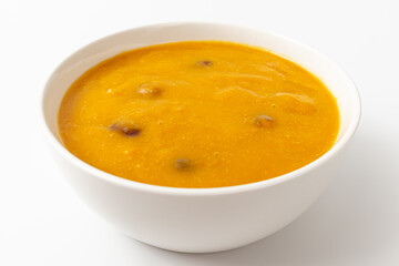 Pumpkin porridge on white background