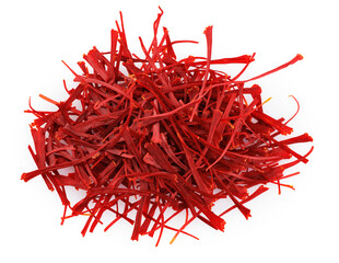 Dried saffron spice isolated on white background. With clipping path.