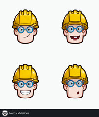 Construction Worker - Expressions - Glasses - Nerd - Variations