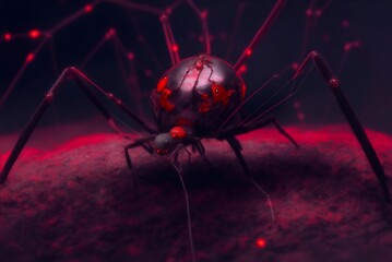 Naklejka premium A red colour spider in red colour background.