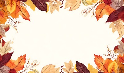 Naklejka na ściany i meble colourful ornament autumn frame background, Generative Ai