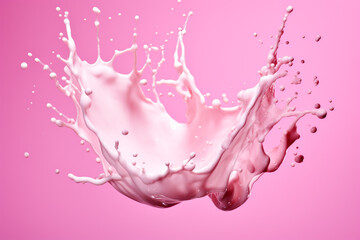 Splashing of milk on pink background