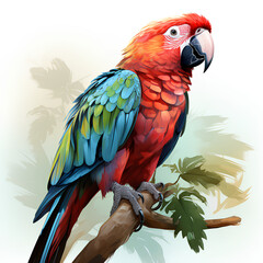 Fototapeta premium illustration of a red parrot
