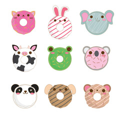 Set of Animal Themed Donuts