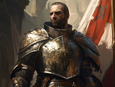 Armor of a medieval knight. Digital art.