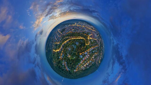 stuttgart germany evening aerial fly in to downtown 60 fps 4k