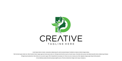 Creative beauty nature logo design with letter concept| premium vector