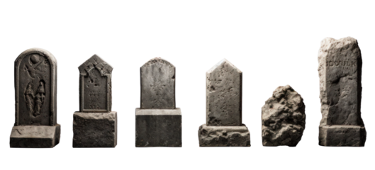 tombstones, png file of isolated cutout object on transparent background.