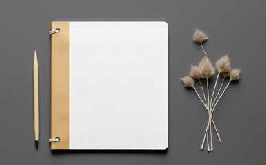 blank notebook cover paper and pen