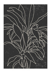 Minimalist poster with abstract art leaf composition