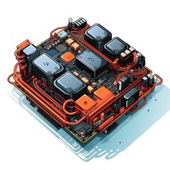Naklejka premium Chip in technology with cartoon style on a white background