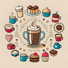 seamless pattern with coffee cups