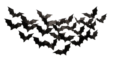 flying flock of bats, png file of isolated cutout object on transparent background.