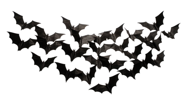 flying flock of bats, png file of isolated cutout object on transparent background.