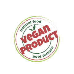 Vegan food and natural products sticker, label, badge and logo.
Ecology icon. Logo template with green leaves for organic and eco friendly products. Vector illustration