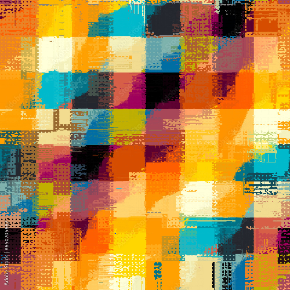 Poster Vector image with imitation of grunge datamoshing texture. Retro risographs texture.