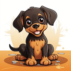 Cute Dog in cartoon style on a white background