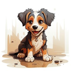Cute Dog in cartoon style on a white background