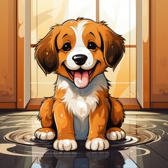 Cute Dog in cartoon style